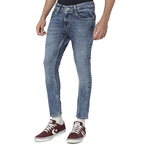 Image of Spykar Men's Kano Slim Fit Mid-Rise Jeans (Ankle Length)