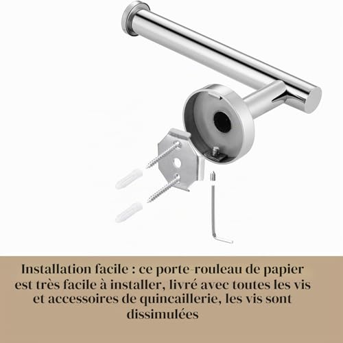 Ensemble de quincaillerie de Salle de Bain chromée, 5 pièces en Acier Inoxydable SUS304 avec Barre Porte-Serviette de 60 cm, Support de Papier Toilette, Anneau Porte-Serviette, Crochets pour Peignoir – vue 9