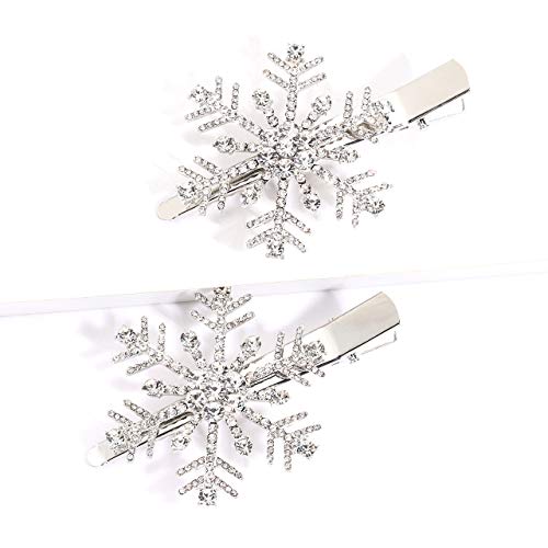 Hzeyn Christmas Snowflake Hair Clips Winter Holiday Jewlry Big Crystal Snowflake Hairpin Barrette Wedding Bridal Hair Accessories (Silver) #TOP1