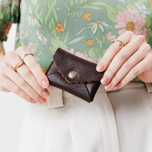 Image of Portland Leather Goods Mini Daisy Wallet for Women - Handmade from the Finest Full-Grain Hides - Features Envelope Design with Snap Closure - Coldbrew