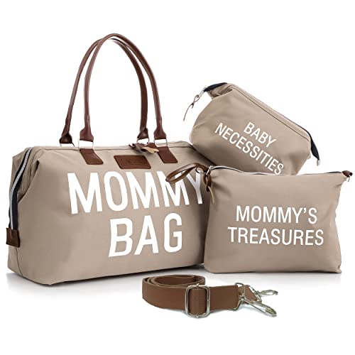 Image of CHQEL Diaper Tote with 2 Organizers, Multifunctional Mommy Bag for Hospital & Baby Diaper Travel Care