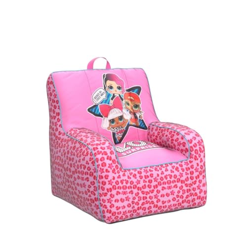 Idea Nuova LOL Surprise Kids Nylon Bean Bag Chair with Piping & Top Carry Handle, Large