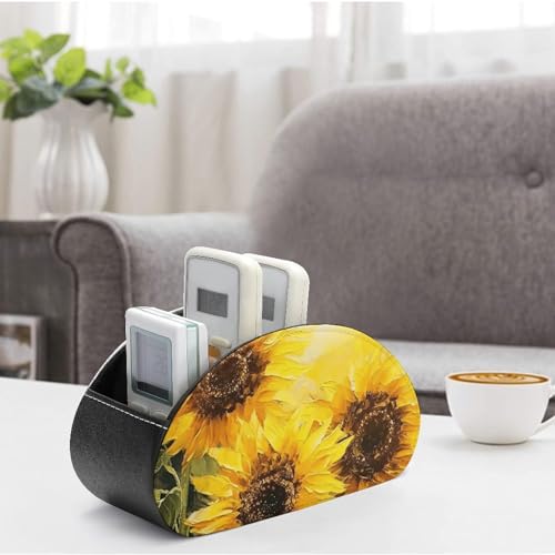 Support de télécommande tournesols en cuir PU à 5 compartiments pour contrôleur - 5