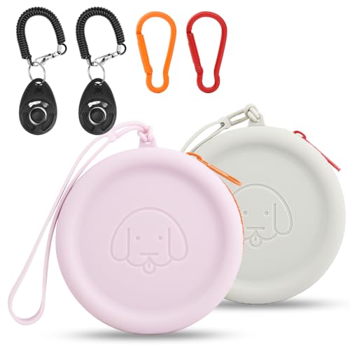 Silicone Dog Treat Pouch, 2PCS, Grey & Purple