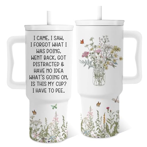 Hiboss Funny Gifts for Senior Women, I Came I Saw I Forgot Tumbler 24 Oz, Funny Gag Sarcastic Gifts for Old People Elderly Citizen Grandma Mom Aunt On Birthday Retirement
