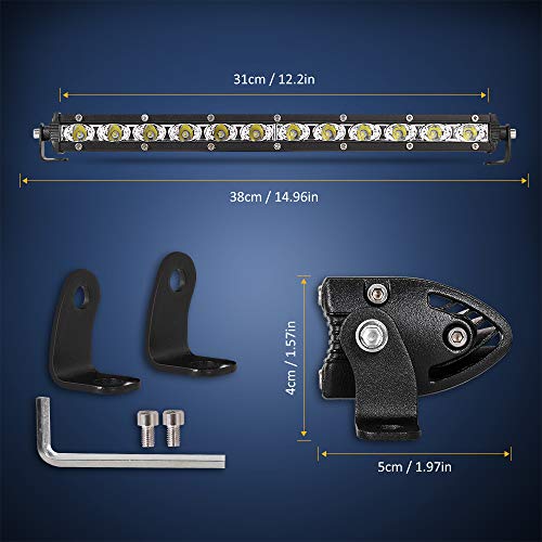 Zmoon Slim LED Light Bar 14" 60W 6000LM Single Row Driving Flood Lights for Off Road/Jeep/Trucks/Boats/ATV etc.