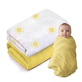 LILY O LAUREL Muslin Swaddle Baby Blanket for Boys and Girls, 100% Cotton, Swaddles for Newborns, 47'x47', Soft Breathable Skin Friendly Warm – Pack of 2