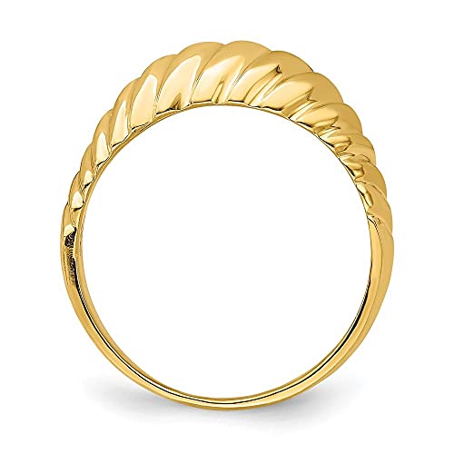 Diamond2Deal 14K Solid Yellow Gold Polished Shrimp Dome Ring Fine Jewelry For Women #TOP21