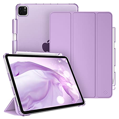 Fintie Funda Compatible con iPad Pro 11' (2022/2021/2020/2018-4.ª, 3.ª, 2.ª y 1.ª Gen) Carcasa Ligera con Portalápiz Trasera Transparente Mate Auto-Reposo/Activación, Lavanda