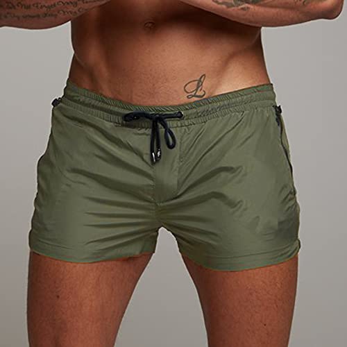 Mens Swim Briefs Slim Swimwear Sexy Breathable Mens Swim Trunks Beachwear Chic Printed Surf Beach Pants Green2