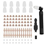 106PCS PT-31 plasma cutter Consumables Tips Nozzle Electrode,Shroud Ceramic Cup, Gas Ring with Air Plasma Cutting Torch Head Body, Welding Torch Roller Fit CUT-40 CUT-50D CT-312 LG40
