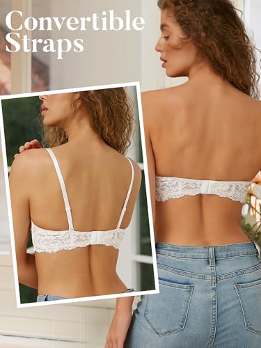 Strapless Bra Push Up Lace Padded Convertible Multiway Underwire Bras Add 1 Cup4