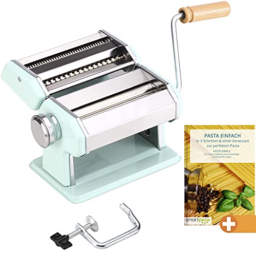 Smartpeas Pasta Maker – Pasta Machine – Manuelle Nudelmaschine Aus Edelstahl – Mint – Für Lasagne Spaghetti Tagliatelle…