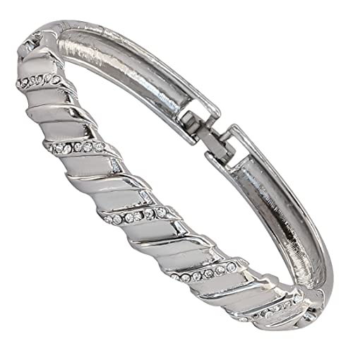 Touchstone Rhodium Polished Bangle Style Ad Bracelet For Women