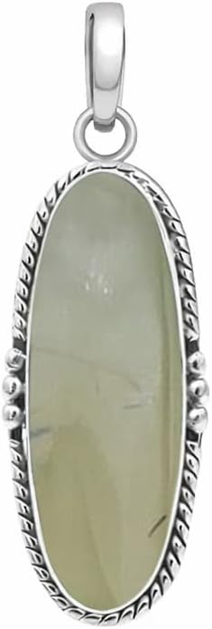 NKG Handmade Rainbow Moonstone Pendant Necklace 925 Sterling Silver Plated Vintage Style Fashionable Jewelry For Her Long Oval Gemstone Spiritual Gift For Wife