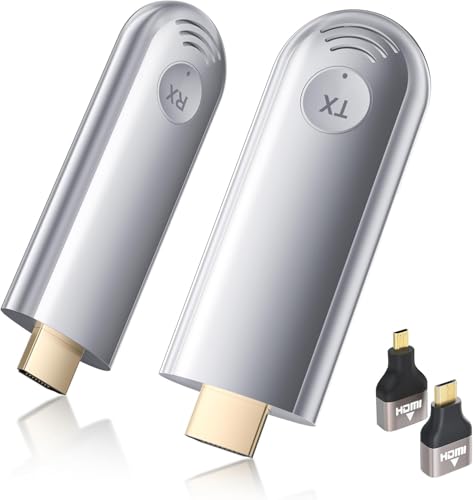 Image of Wireless HDMI Transmitter and Receiver, Plug and Play 2025 Upgraded LED Display, 4K Decode & 1080P Output,Portable 2.4G/5G Wireless HDMI Extender TR30