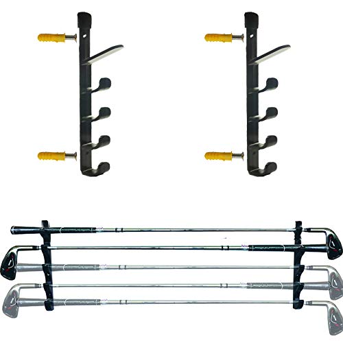 Pmsanzay Designs 5-Club Golf Club Wall Display Rack, Horizontal Golf Club Wall Mount Bracket, Golf Club Organizers Golf Club Display Shelf - No Golf Clubs