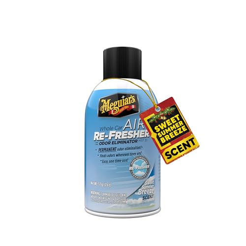 Meguiar's Whole Car Air Refresher, Odor Eliminator Spray Eliminates Strong Vehicle Odors, Summer Breeze 2 Oz Spray Bottle