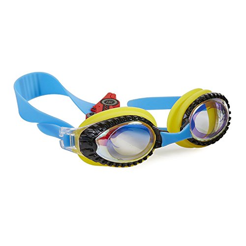 Bling 2O Kids Swimming Goggles - Yellow Race Car Swim Goggles for Boys - Anti Fog, No Leak, Non Slip, UV Protection with Hard Travel Case - 8+
