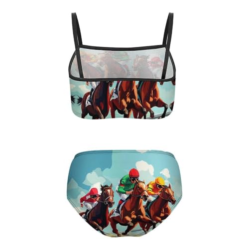 Horse Racing Girls Swimsuits Two Piece Bikini Sets Beach Sport Swimwear Bathing Suit2