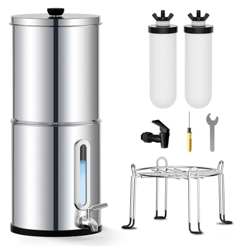 8.5L Gravity Water Filtration System with Water Level Indicator Gravity Water Filter with Ceramic Filter Water Purifier with NSF/ANSI 42&372 Certification