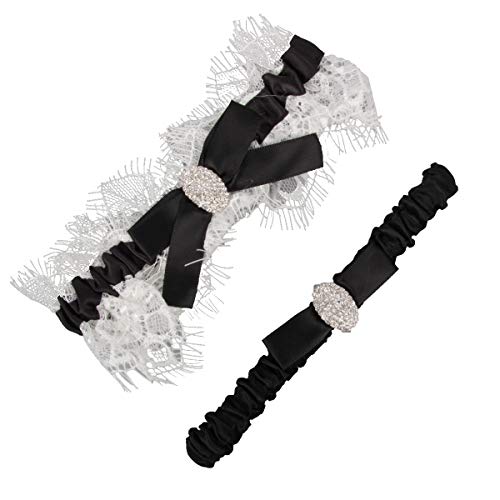 Image of White Lace Wedding Garters Bridal Garter Set for Women Bride Garters With something Blue
