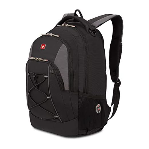 SwissGear 1186 Bungee Backpack, Black/Grey, 17-Inch