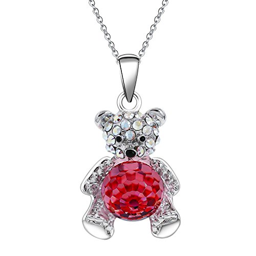 J. RENEÉ Kette Damen, Anhänger Bär Rot, mit Swarovski Elements Kristall, Geschenke für Frauen, Schmuck Damen