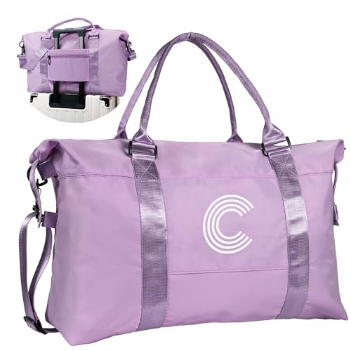 Image of Initial Travel Duffel Bag, Sports Bag, Personalized Weekender Bags | Gym with Shoulder Strap, Graduation Gift Monogram Overnight Bags for Women with Trolley Sleeve & Wet Pocket, Purple