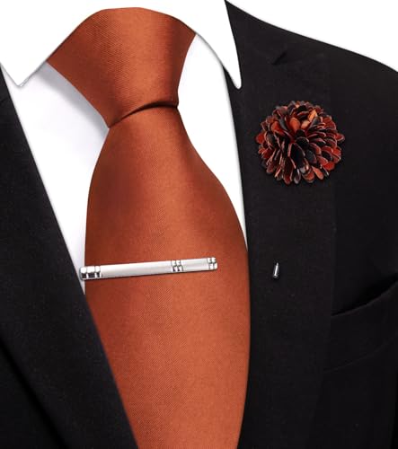 Image of Hi-Tie Pretied Boys Ties Solid Color Kids Adjustable Necktie Lapel Pin Clip Set Age 8-12 Wedding School Graduation