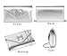 MUDUO Metal Bow Women Clutch Purse Fashion PU leather handbag/shoulder bag for Wedding Party (Silver)