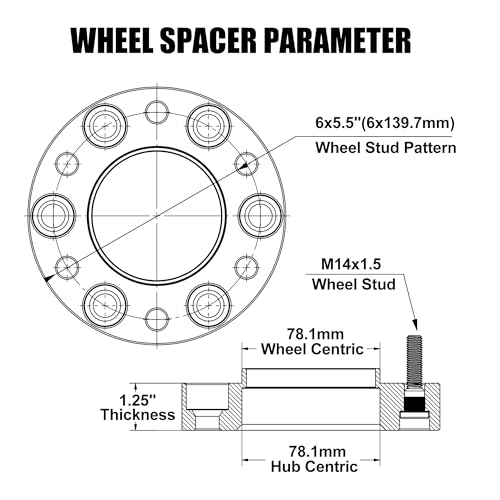 Image of FLYCLE 1.25 inch 6x5.5 Wheel Spacers for 1999-2026 Chevy Silverado 1500