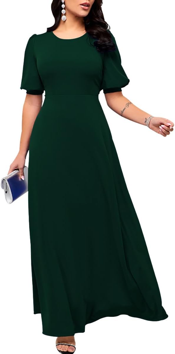 Maxi Dresses for Women Casual Floor Length Round Neck Party Formal Long Dresses