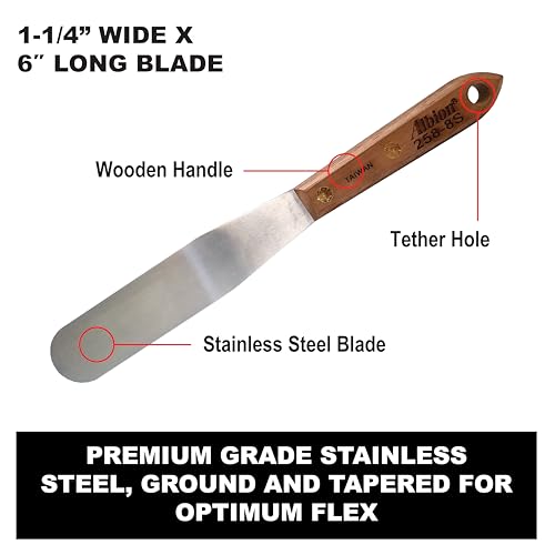 Albion Engineering Company 258-8S Classic Tapered Spatula, Stainless Steel, Hardwood Handle, 1-1/4\" Wide Tapered Tip x 6\" Long Blade