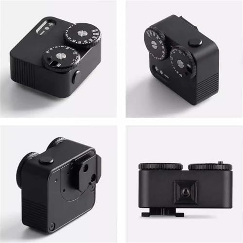 Professional Light Meter for Cameras, Real-time Exposure Tool with 2 Dials for Aperture & Shutter Speed, 45° Metering, Adjustable Cold Shoe Mount, Ideal for Vintage Photography (Black)