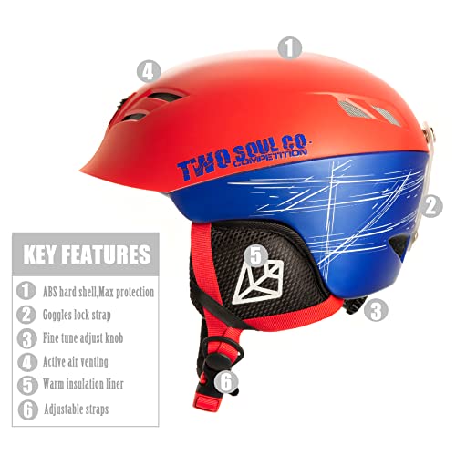Ski&Snowboard Helmet Snow Sled Child Helmet For Kids Youth And Toddler Age 2-6 Y And 5-12 Y Astm Certified(Red, 20-22In/5-12 Year) #TOP1