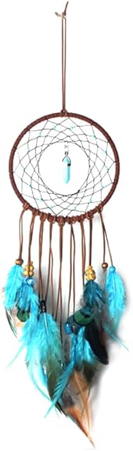 Dream Catcher for Kids, Handmade Bohemian Feather Dreamcatcher for Bedroom Wall Car Hanging Decoration Turquoise Party Bag Filler (Blue)