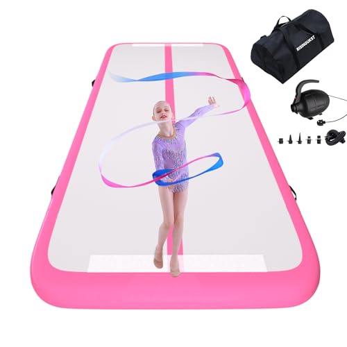 Air Tumbling Track Gymnastics Mat, Inflatable 6.6ft Gym Tumble Mats 4 Inch Thickness for Home Use/Training/Cheerleading/Yoga/Water Fun with Electric Pump