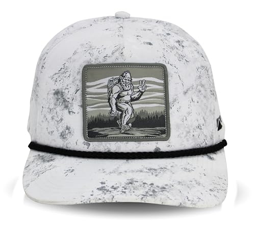 Paramount Outdoors Bigfoot Backpacker Rope Cap Performance Fabric 5-Panel sashquatch Outdoor Trucker hat (White Cirrus - OSFA)