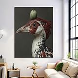 DLERFLOVR Bild auf Leinwand Specht Leinwand Bilder Realistische Ölmalerei Wandbilder Wanddeko für Badezimmer Schlafzimmer Kinderzimmer, 40x60cm Ungerahmt, Anthrazitgrau