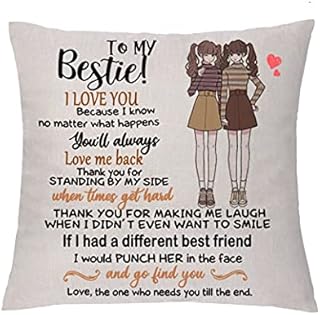 aligarian to Bestie Hug Cushion Cover Pillow Cases Best Friend Birthday Graduation Distance Gift Friendship Forever Appreciate 18x18'' Pillowcase Good Friend Christmas Thanksgiving Present (Type 3)
