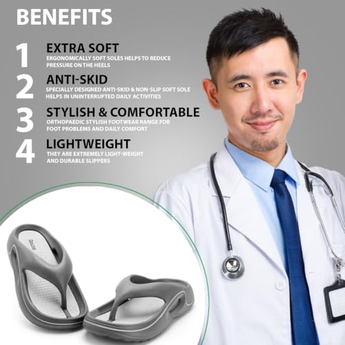 Image of DOCTOR HEALTH SUPER SOFT Men's EVA Flip Flops | Lightweight Cushioned Comfortable Thong Slippers | Anti-Skid Waterproof Soft Footbed Daily Wear Beach Bathroom Indoor Outdoor Flip Flops