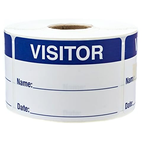 Blue White Visitor Labels / 500 Blue and White Identification Stickers / 2" x 3" Easy to Write On Hall Pass/Made in The USA Cover