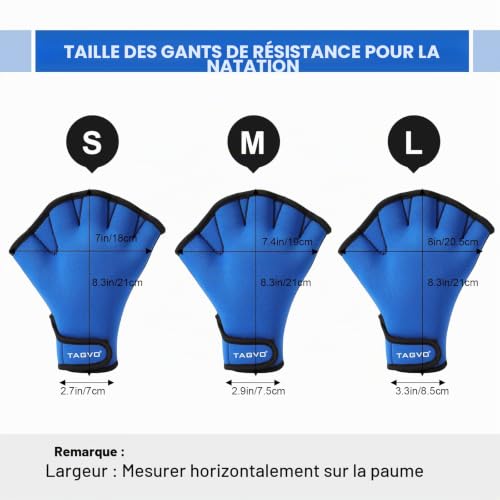 TAGVO Gants de Natation Gants Aquatiques Résistant à l'eau Gants Néoprène Palmés Gants d'entraînement pour Homme Femme Adulte Fitness Nage Surf Bain Gants Piscine Aqua Gants – vue 5