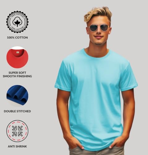 Image of ADRO Men's Cotton Regular Fit Combo Plain Solid T-Shirt Pack of 2