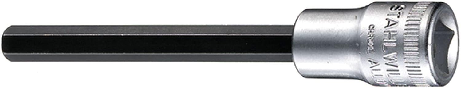 Stahlwille 02151007 7mm INHEX Socket, 3/8" (10mm) Drive, Chrome Alloy Steel, Long, Ratchet Compatible, Hex Head Screws, Chrome-Plated, Made in Germany