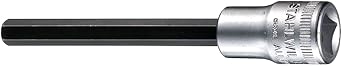 Stahlwille 02151007 7mm INHEX Socket, 3/8" 10mm Drive, Chrome Alloy Steel, Long, Ratchet Compatible, Hex Head Screws, Chrome-Plated, Made in Germany