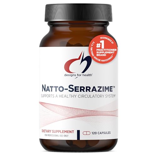 Designs for Health Nattokinase with Serrapeptidase - Natto-Serrazime + Proteolytic Enzymes - Designed to Support a Healthy Circulatory System + Immune Health - Non-GMO Supplement (120 Capsules)