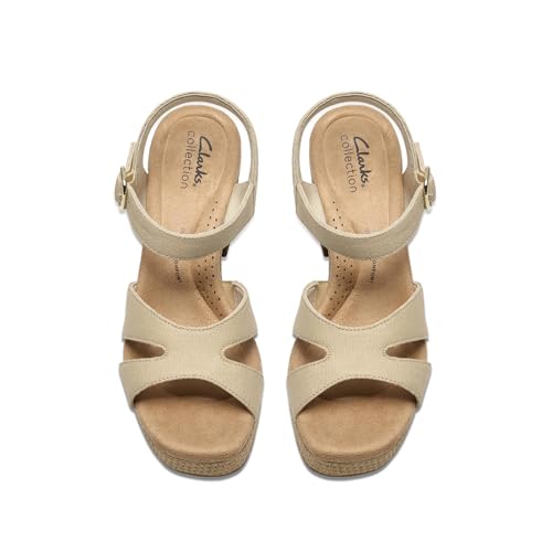 Clarks Collection Women's Nerisa Twist Heeled Sandal, Natural Canvas Textile, 5.5 Medium US by Clarks - Used condition - Image 7