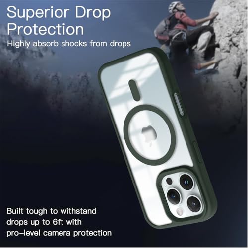 Image of KARWAN️ Hybrid Transparent iPhone 16 Pro Back Cover Case Compatibe with Mag-Safe |Camera Protection Bump | Transparent Back Cover Case for iPhone 16 Pro(PC, TPU | Green Bumper)